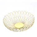 Fashion Design Gold Round Metal Wire Kitchen Fresh Fruit Basket Vegetable Storage Bowl Basket